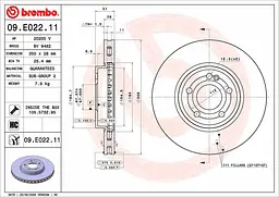 Диск гальмівний вентильований Mercedes Gla, A-class, Cla, B-class, Glb 18-25р Brembo (09.E022.11) - мініатюра 2