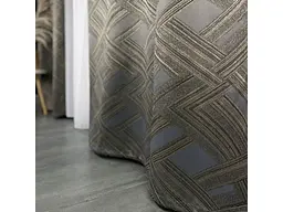Жакардові штори "геометрія" блідо-синього кольору 2шт. 150х270 з білим шифоновим тюлем 400х270, на т ALBO pbe0052586 - мініатюра 4
