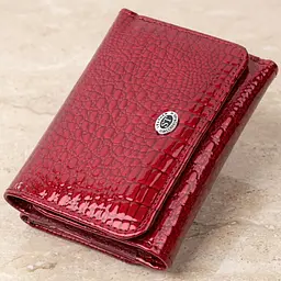Стильний жіночий фактурний гаманець із натуральної шкіри ST Leather 22731 червоний - мініатюра 1