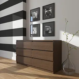 Комод Vays R-7, 6 шухляд без ручок, ЛДСП, 140×40×75 см - для дому, офісу, вітальні, спальні - мініатюра 2