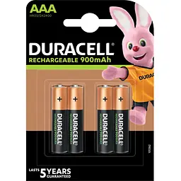 Акумулятори Duracell Rechargeable AAA 900 mAh HR03/DX2400, 4 шт. (5005015) - мініатюра 2