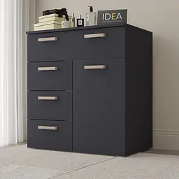 Комод на 4 шухляди з дверима Idea ТКБ-367.2 Антрацит