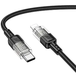 Дата кабель Hoco U129 Spirit Transparent Type-C to Lightning 27W (1.2m) Black - мініатюра 2