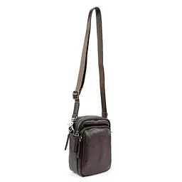 Месенджер маленький шкіряний чорний шоколад TIDING BAG 333-1C - мініатюра 6
