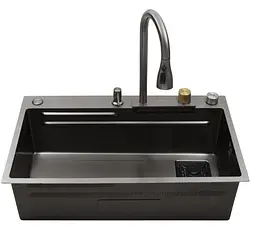 Кухонна мийка Kroner KRP Schwarze - SET7545HM PVD (3.0/0.8 мм) (CV033382) - мініатюра 6