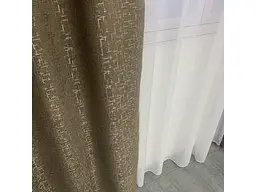 Льняні мармурові блекаут штори темно-сірого кольору 2шт. 150х270 з білим шифоновим тюлем 400х270, на ALBO pbe0052745 - мініатюра 8