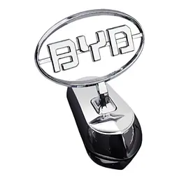 Емблема приціл BYD метал Хром 85х38х68 мм на скотчі (Завод)