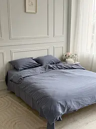 Постільна білизна полуторна Dushka Home Варена бавовна преміум 21708 160х215 см синя - мініатюра 3