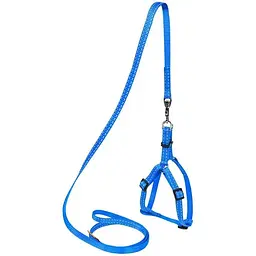 Шлея для собак з повідцем Dog Extremе, регульована, нейлон, 40-55х1,5/115 см, блакитний (7032)