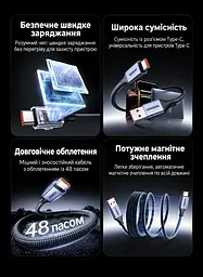 Кабель UGREEN L521 магнітний USB-A - USB-C 100 Вт 1 м темно-синій (55518) - мініатюра 3