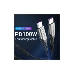 Дата кабель USB-C to USB-C 2.0m 5A aluminum gray Vention (TAEHH) - мініатюра 4