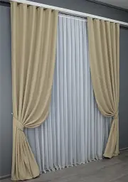 Комплект штор VR-Textil Midnight блекаут 2 шт 150x290 см кремовий (1222ш) - мініатюра 3