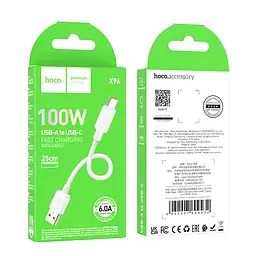 Кабель Hoco X96 Hyper 100W charging data cable Type-C(L-0.25M) White - мініатюра 2