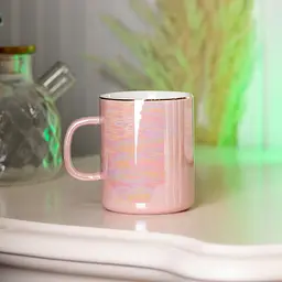 Чашка керамічна Happy Life у дзеркальній глазурі рожева 420 мл HPCYM0763P - мініатюра 2