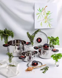 Набір з 3-х каструль Prime Chef 1,6 л, 3,6 л, 6,8 л + лопатка, картоплемялка та ополоник - мініатюра 4