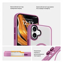 Чехол для Apple iPhone 16 Plus, Uniq MagCase, розовый, противоударный, панель-накладка с MagSafe, ударопрочный TPU+PC, с магнитом MagSafe, поддержка полноценной беспроводной зарядки, ArmorStandart (ARM79504) - мініатюра 3