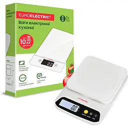 Ваги кухонні Euroelectric електронні 10 кг білі (SCL-10kg(2xAAA)