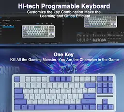 Механічна ігрова клавіатура Aula Mechanical F-87 White-Purple KRGD Blue switch - мініатюра 8