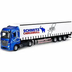 Колекційна металева модель вантажівки Mercedes-Benz Actros з напівпричепом Schmitz Cargobull з інерцією, світлом та звуком 31 см - мініатюра 2