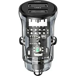 Автомобільний зарядний пристрій Usams US-CC162 C31 Dual USB-A+USB-A 15W Transparent [153996]