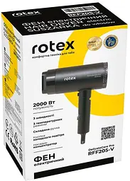 Фен для сушіння волосся Rotex RFF205-V DelicateCare Pro насадка концентратор дифузор Чорний 2000 Вт - мініатюра 2