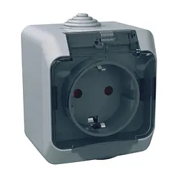 Розетка Schneider Electric CEDAR 2К+С зі шторками та прозорою кришкою серая IP44 (WDE000643)