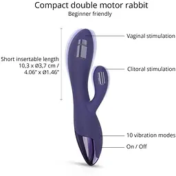 Вібратор-кролик Love To Love Funky Bunny Midnight Indigo: Грайлива подвійна стимуляція Індіго - мініатюра 3