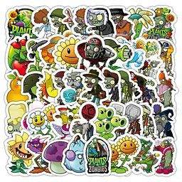 Стикерпак Зомбі проти Рослин набір наклейок GeekLand Plants vs. Zombies 60 штук - мініатюра 2