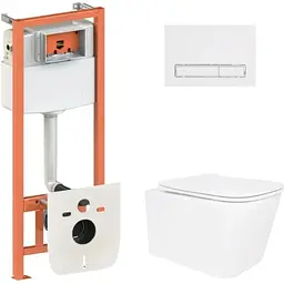 Набір Q-tap Nest 4 в 1 підвісний унітаз Crow Ultra Quiet 520x360x290 + комплект інсталяції QT05335172W48181