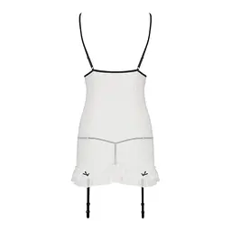 Сорочка прозора з пажами Passion ORIHIME CHEMISE XXL/XXXL, white, трусики, стрепи - мініатюра 4