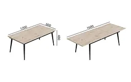 Стіл журнальний трансформер Dandi Small Ferrum-decor 45x120(160)x60 Чорний метал ДСП Дуб Сан-Марино 16 мм (FRD-106790) - мініатюра 3