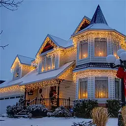 Новорічна святкова гірлянда бахрома 120 Led прозорий провід 3х0.5 м різнокольоровий - мініатюра 2
