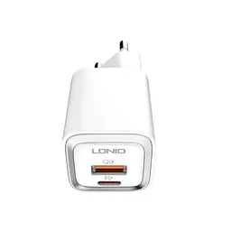 Зарядний пристрій Ldnio A2318C USB/ Type-C QC PD білий + кабель Type-C to Type-C - мініатюра 3
