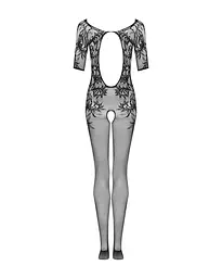 Сітчастий бодістокінг з квітковим малюнком Obsessive Bodystocking F238 S/M/L, black, з доступом, імі - мініатюра 6