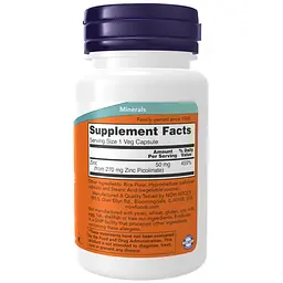 Мінерали Now Zinc Picolinate 50 мг 60 капсул - мініатюра 2