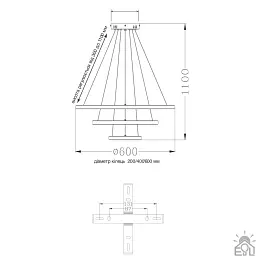 Люстра керована світлодіодна підвісна AKRILIKA 3R 70 Вт 600x1100 мм Біла Керується вимикачем (без пульта) ESLLSE - мініатюра 10
