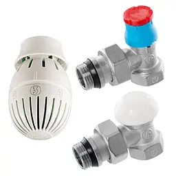 Комплект термостатичний Giacomini R470FX003 1/2” кутовий 2 крана + термоголовка 30412