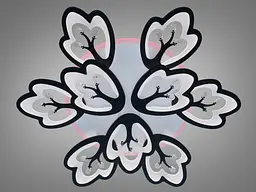 Дизайнерська стельова LED люстра Diasha 8148/6+3BK Petal чорна, 9 плафонів, 185 Вт, 80 см, 16-25m2 - мініатюра 2