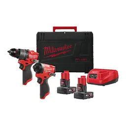 Набір із 2 акумуляторних безщіткових інструментів MILWAUKEE M12 FPP2A2-402X (зарядний пристрій + 2 акумулятори по 4 А·год + кейс) - мініатюра 2