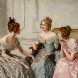 Інтер'єрна картина Плітки, Чарльз Гейг-Вуд, Charles Haigh-Wood, Gossip, інтер'єрний декор, 60×97 см (id6602) - мініатюра 3