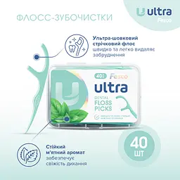  Зубна нитка Fesco Ultra з тримачем Fresh Clean 40 шт. - мініатюра 2