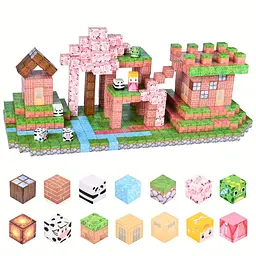 Магнітний конструктор Minecraft 100 шт по грі Майнкрафт Вишневий колір млин Mk001004
