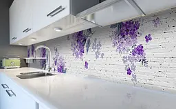 Кухонний фартух Бузок Прованс вінілова для кухні 65х250 см квіти Фіолетовий Happy Pocket Z182361 - мініатюра 5