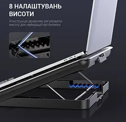 Охолоджувальна підставка для ноутбука до 17 дюймів OfficePro OPCP-620 2xUSB 6xfans - мініатюра 8