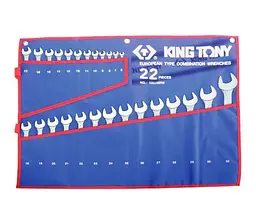 Набір ключів ріжково-накидних King Tony 6-32 мм в чохлі, 22 шт
