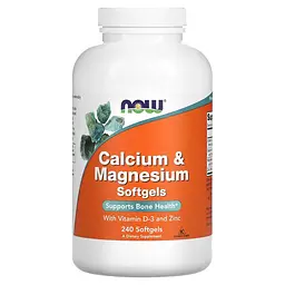 Вітаміни та мінерали NOW Calcium & Magnesium Softgels, 240 капсул