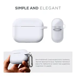 Силіконовий чохол для навушників Apple AirPods Pro, Hang Case, білий, ультратонкий захисний кейс товщиною 2 мм, захист від подряпин, пилу та ударів, компактний, з карабіном для кріплення, ArmorStandart (ARM56071) - мініатюра 2