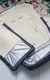 Зимовий універсальний конверт в дитячу коляску / санки з непродувної тканини на овчині 98х45 см Alisa Пудра - мініатюра 2