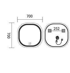 Дзеркало Mixxus Premium DIVERSE MR16-70x70 (LED Touch, Anti-fog (3-6,5kK)) (MP6640) - мініатюра 6