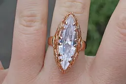 Кільце Xuping Jewelry Маркіз з білим каменем р 20 золотисте - мініатюра 3